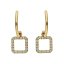 Medios Aros en Oro 18K con Colgante Cuadrado y Circonitas – Elegancia en Movimiento